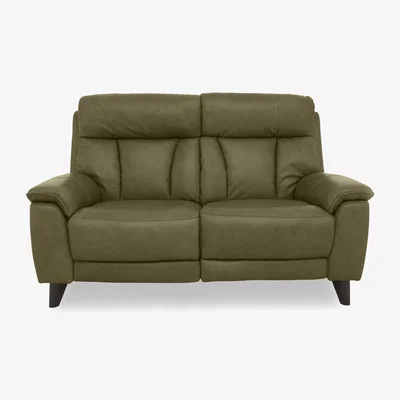 Furniture Village World of Leather - Dreamer Leather 2 Seater Power Recliner Sofa with Power Headrests - Olive Green