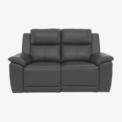 Furniture Village Utah 2 Seater Leather Sofa with Power Recliner - Grey