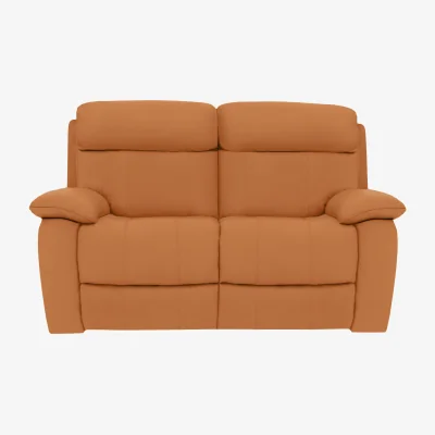 Furniture Village Moreno 2 Seater NC Leather Power Recliner Sofa with Power Headrests - NC Honey Yellow