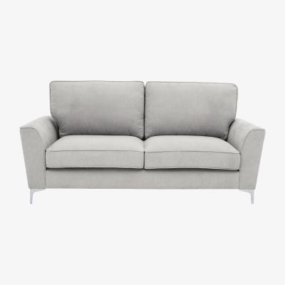 Furniture Village Legend 3 Seater Classic Back Fabric Sofa with Chrome Feet - Kingston Silver