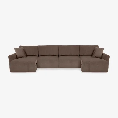 Furniture Village Gemini Fabric U-Shaped Remote Control Power Glider Sofa with Double Storage Chaises