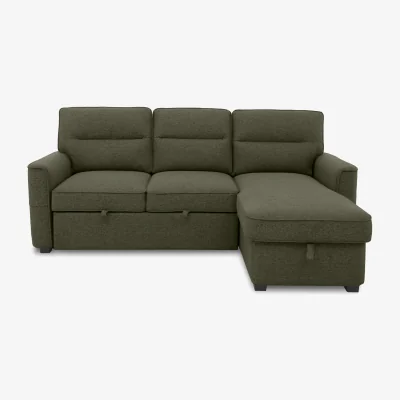 Furniture Village Slumber 3 Seater Sofa Bed with Chaise End Storage - Sage