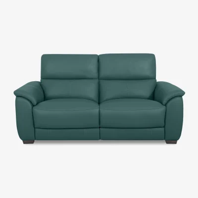 Furniture Village World of Leather - Saffron BV Leather 3 Seater Sofa with Power Recliner - BV Lake Green