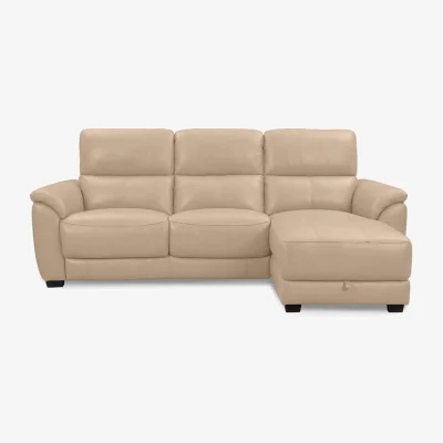 Furniture Village World of Leather - Saffron BV Leather 3 Seater Sofa with Storage Right Hand Facing Chaise End