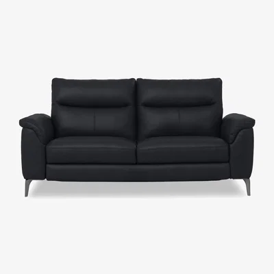 Furniture Village Morgan Leather 3 Seater Sofa - Lavender