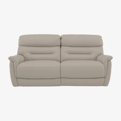 Furniture Village World of Leather - Chicago 3 Seater BV Leather Battery Recliner Sofa - Silver Grey