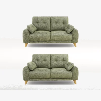 Furniture Village Malmo Two Fabric 2 Seater Sofas Set - Olive Green