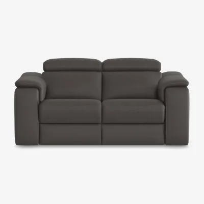 Furniture Village Nicoletti - Canto 2 Seater Leather Power Recliner Sofa with Power Headrests - Torello Grigio Scuro