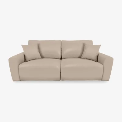 Furniture Village World of Leather - Gemini NC Leather 2 Seater Remote Control Power Glider Sofa - NC Pebble