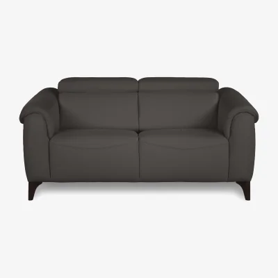 Furniture Village Nicoletti - Nicole 2 Seater Leather Recliner Sofa with Headrests and Power Lumbar - Torello Grigio Scuro