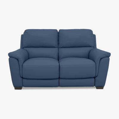 Furniture Village Compact Collection Medio 2 Seater NC Leather Sofa with Power Recliner - Carribean Sea
