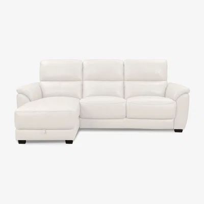Furniture Village World of Leather - Saffron BV Leather 3 Seater Sofa with Storage Left Hand Facing Chaise End - BV Star White