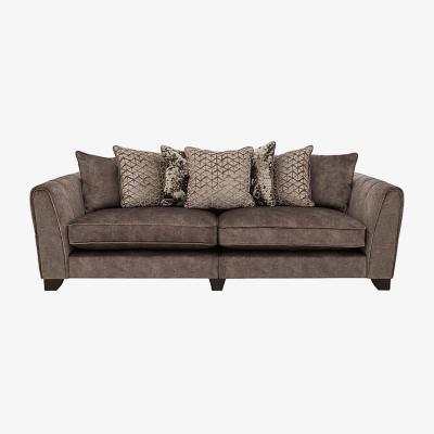 Furniture Village Ariana 4 Seater Fabric Pillow Back Split Frame Sofa with Brass Insert - Dapple Chocolate