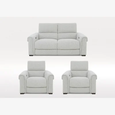 Furniture Village Nixon 2 Seater Fabric Power Recliner Sofa and 2 Armchairs Set - Oyster