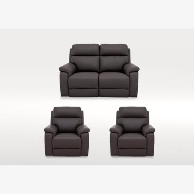 Furniture Village Raven 2 Seater Leather Power Recliner Sofa and Two Leather Power Recliner Armchairs Set - Elephant
