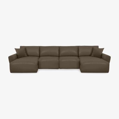 Furniture Village World of Leather - Gemini NC Leather U-Shaped Remote Control Power Glider Sofa with Double Storage Chaises