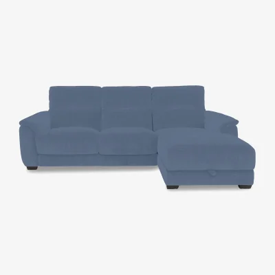 Furniture Village Saffron Fabric 3 Seater Sofa with Storage Right Hand Facing Chaise End - Silverish Blue