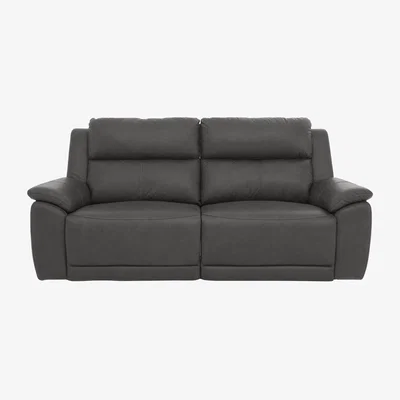 Furniture Village Utah 3 Seater Leather Sofa with Power Recliner - Grey