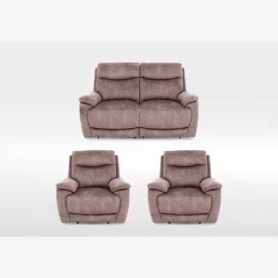 Furniture Village Sloane 2 Seater Fabric Power Recliner Sofa and 2 Fabric Power Recliner Armchairs Set - Marble Charcoal Grey