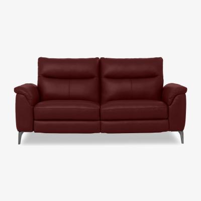 Furniture Village Morgan Leather 3 Seater Sofa with Power Recliner - Montana Ruby