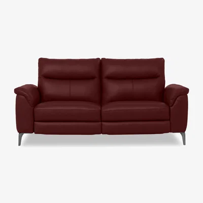 Furniture Village Morgan Leather 3 Seater Sofa with Power Recliner - Montana Ruby