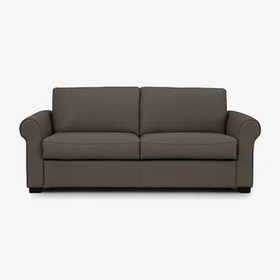 Furniture Village Jaxx Leather Sofa Bed with Scroll Arms - Storm