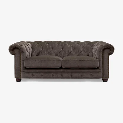 Furniture Village At The Helm - Shackleton 3 Seater Fabric Chesterfield Sofa - Brindle