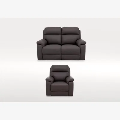 Furniture Village Raven 2 Seater Leather Power Recliner Sofa and Leather Power Recliner Armchair Set