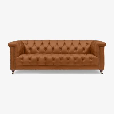 Furniture Village At The Helm - Wallace 4 Seater Leather Chesterfield Sofa - Windsor Tan - Sofas and Armchairs - In Time for Christmas