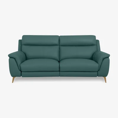 Furniture Village World of Leather - Eclipse Leather 3 Seater Sofa with Power Recliner - Lake Green