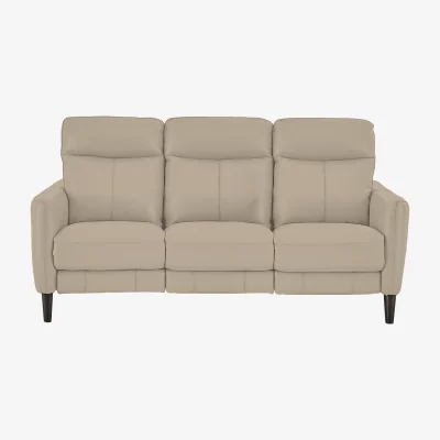 Furniture Village World of Leather - Compact Collection Petit 3 Seater NC Leather Power Recliner Sofa - NC Pebble