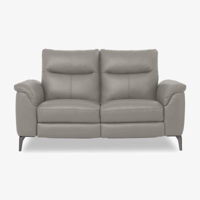 Furniture Village Morgan Leather 2 Seater Sofa with Power Recliner - New Grey