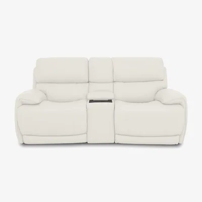 Furniture Village Link BV Leather 2 Seater Power Recliner Sofa with Power Headrests and Cupholders - BV Star White
