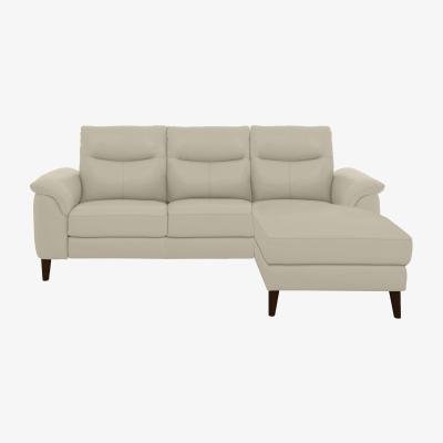 Furniture Village Morgan 3 Seater Leather Sofa with Right Hand Facing Chaise End - Bone China