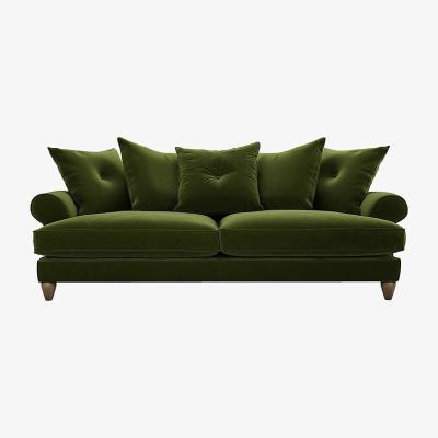 Furniture Village The Lounge Co. - Bronwyn 4 Seater Fabric Scatter Back Foam Fill Sofa With Vintage Oak Feet - Woodland Moss