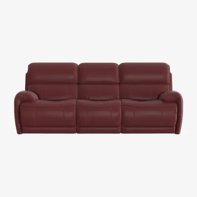 Furniture Village Link 3 Seater BV Leather Power Recliner Sofa with Power Headrests - BV Deep Red