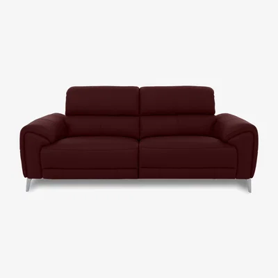 Furniture Village Vino Leather 3 Seater Sofa - Ruby