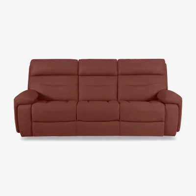 Furniture Village Cinemax Leather 3 Seater 3 Cushion Sofa - Natural Redmaple