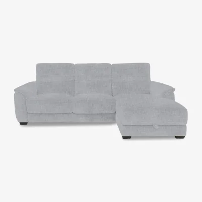 Furniture Village Saffron Fabric 3 Seater Sofa with Storage Right Hand Facing Chaise End - Dove Grey