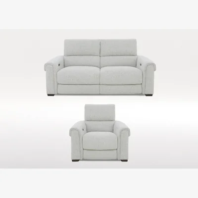 Furniture Village Nixon 3 Seater Fabric Power Recliner Sofa and Armchair Set - Oyster