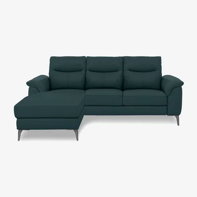 Furniture Village Morgan Leather 3 Seater Sofa with Left Hand Facing Chaise End