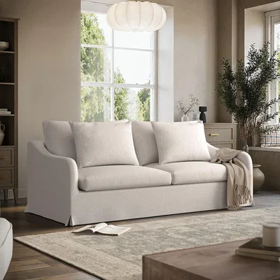 Furniture123 Cream Woven Fabric 3-Seater Slipcover Sofa - Eliza