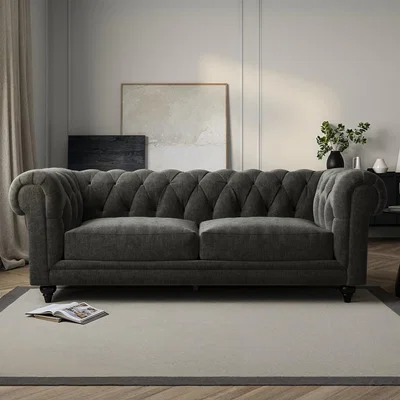Furniture123 Grey Fabric Chesterfield 3 Seater Sofa - Beatie