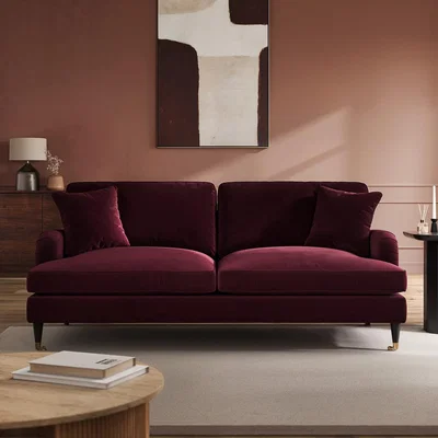 Furniture123 Burgundy Velvet 3 Seater Sofa - Payton
