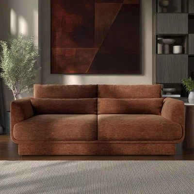 Furniture123 Brown Chenille 3-Seater Sofa - Ramses