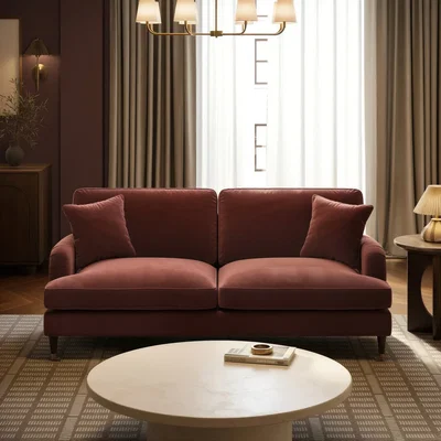 Furniture123 Merlot Red Chenille 3 Seater Sofa - Payton