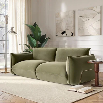 Furniture123 Sage Green Velvet 3 Seater Sofa - Santo