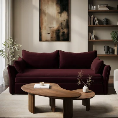 Furniture123 Gaia 3 Seater Sofa Bed In Burgundy Velvet