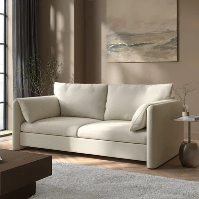 Furniture123 Beige Chenille 3 Seater Sofa  Kennedy