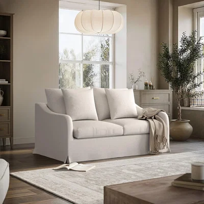 Furniture123 Cream Woven Fabric 2-Seater Slipcover Sofa - Eliza